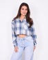 Checked rhinestone blouse Blue