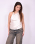 satin halter top ecru