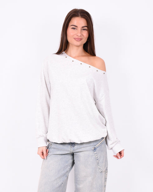 off shoulder sweater light grey