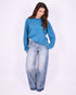 Patch tall wide leg jeans blue