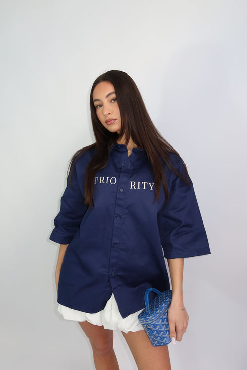 priority members boxy blouse navy