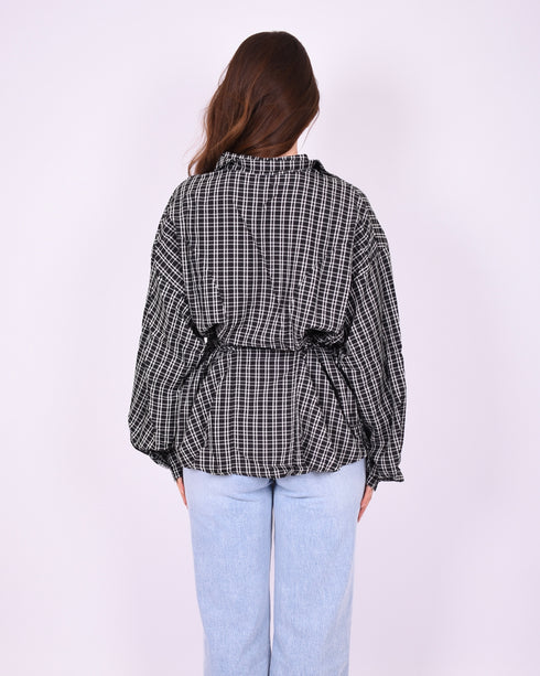 noa checkered blouse black/white