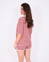 Striped Crochet polo set red
