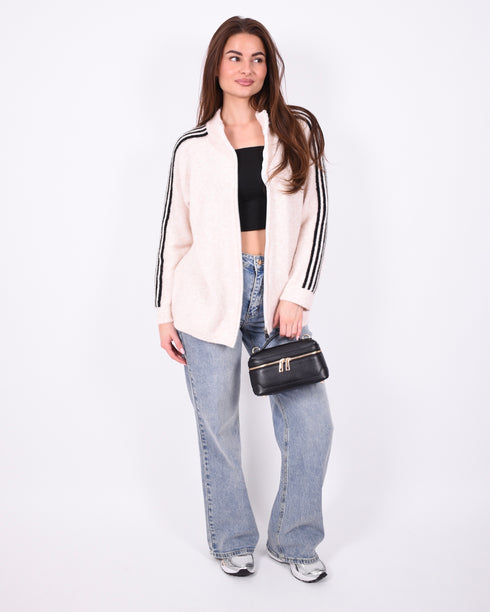 striped knit vest beige