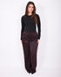 satin lace pants brown