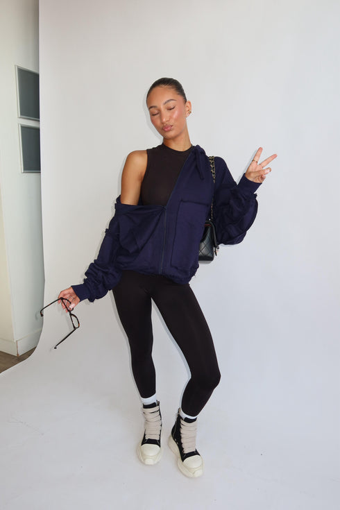 Priority zip up hoodie navy