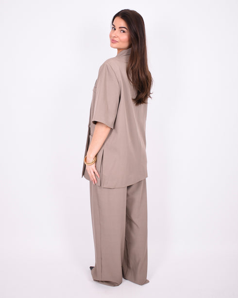 Bibi short sleeve blazer taupe