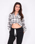 Checked rhinestone blouse black