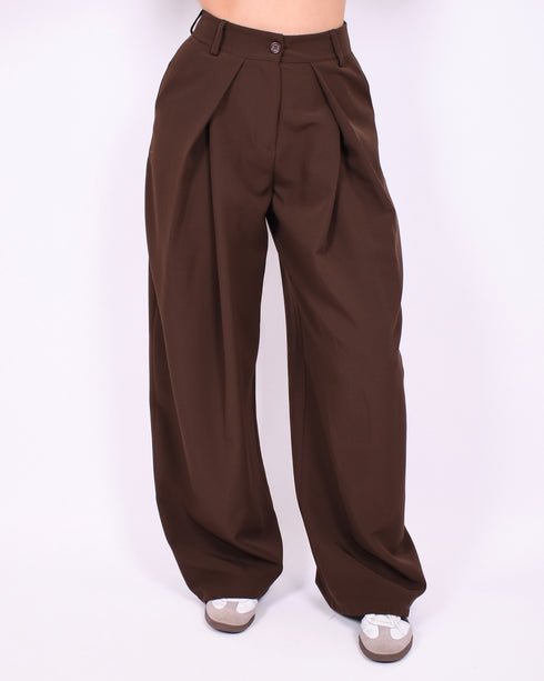 Pleated pantalon Brown