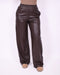 Leather wide leg pants Brown