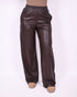 Leather wide leg pants Brown
