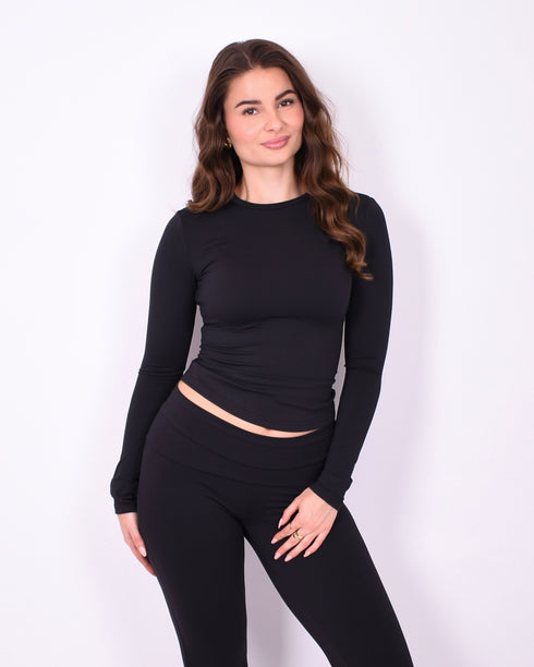 soft long sleeve top black