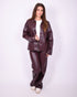 Braided leather jacket Bordeaux