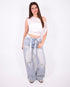 lace ripped jeans