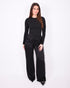 satin lace pants black