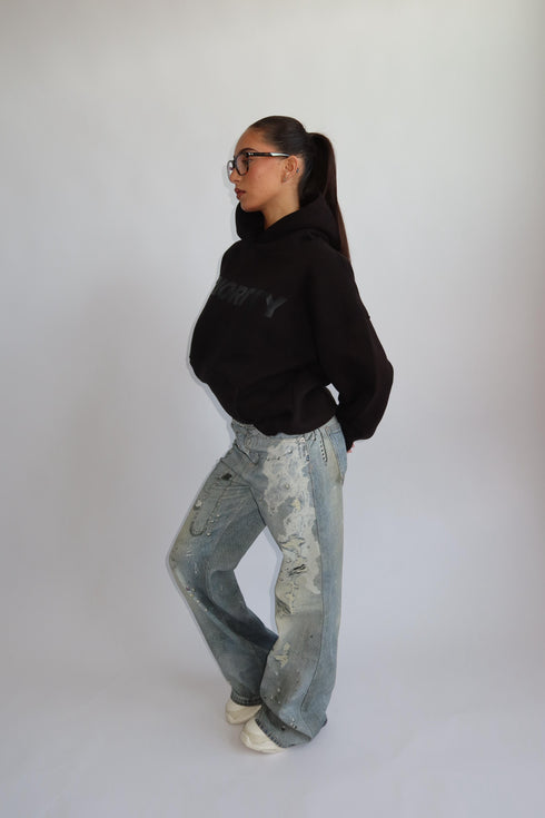 Priority minimalistic hoodie black