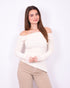 off shoulder lace detail top creme