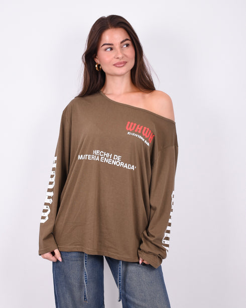 Off shoulder Longsleeve khaki