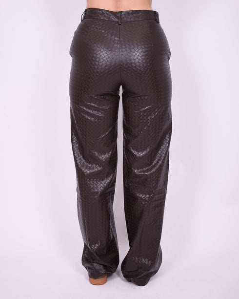 Braided leather pants Brown