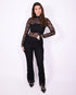 lace flared pants black