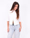 button split blazer white
