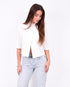 button split blazer white