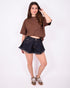 Frayed denim short dark blue