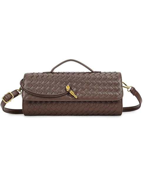 Gevlochten pu clutch Brown