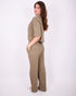 Linnen split blazer set green