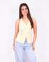 button knit v-neck top yellow