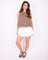 frayed denim short white
