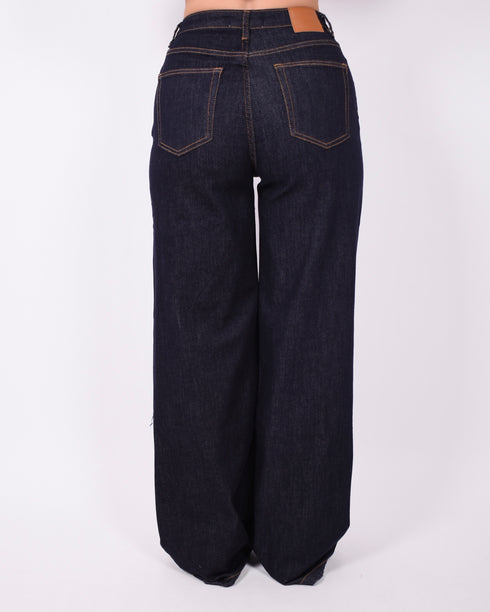 wide leg stretch jeans dark blue