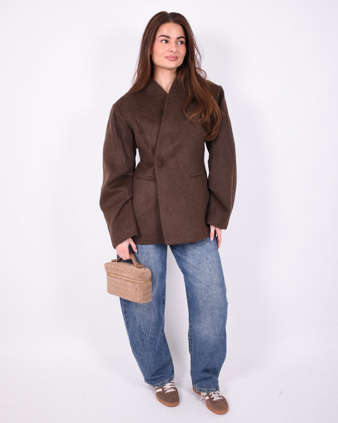 wool blazer brown