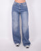 Stripe wide leg jeans blue