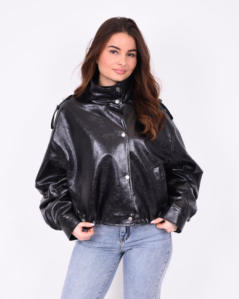 statement leather jacket black
