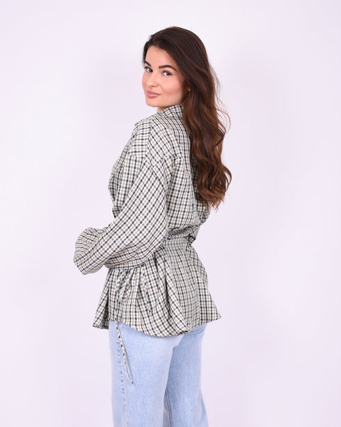 noa checkered blouse green