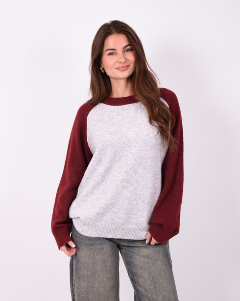 Raglan knit sweater Bordeaux