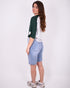 distressed stretch jort blue