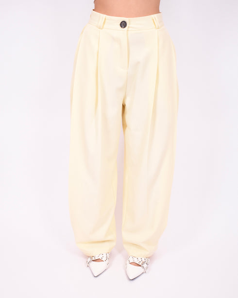 Pleated button pantalon yellow