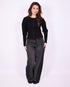 Patch tall wide leg jeans black