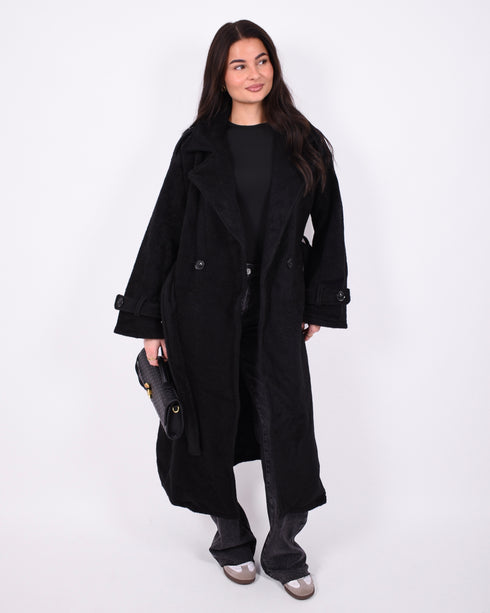 wool trenchcoat black