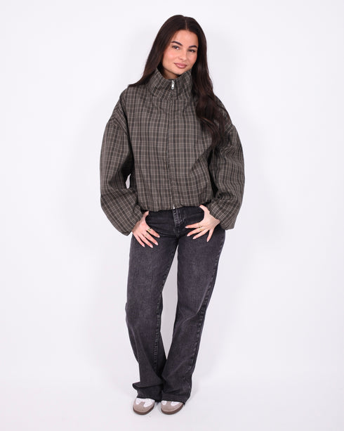 checkered windjacket green