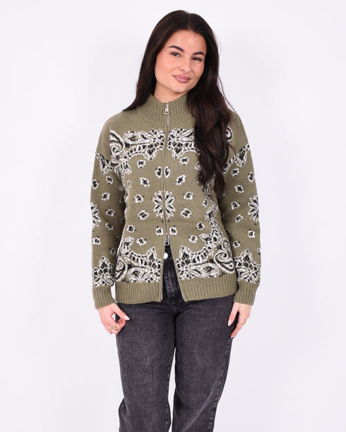 paisley knit vest green