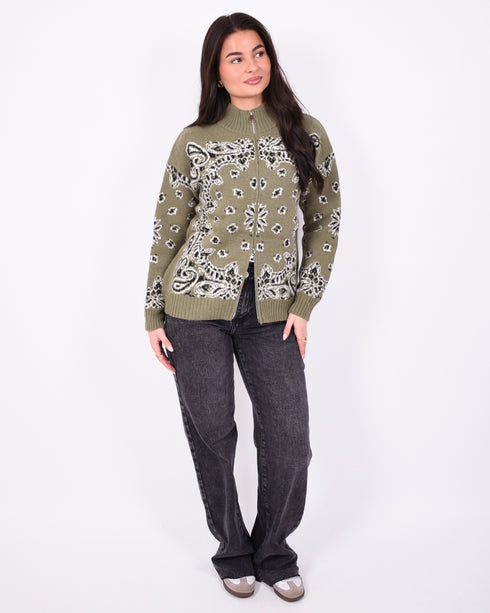 paisley knit vest green
