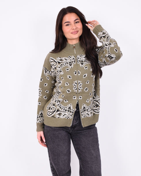 paisley knit vest green