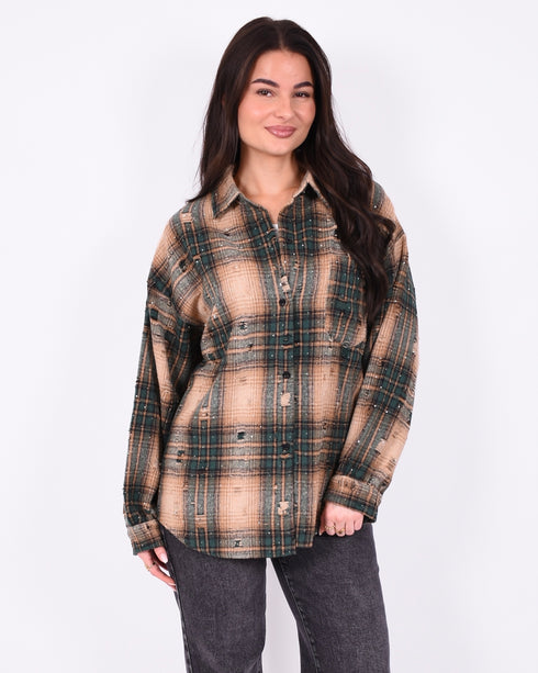 distressed flannel green