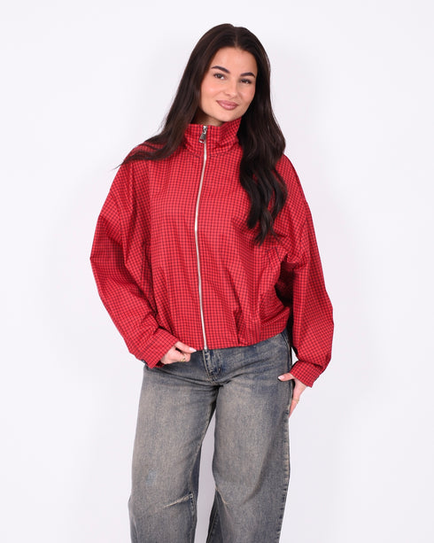 checkered windjacket red