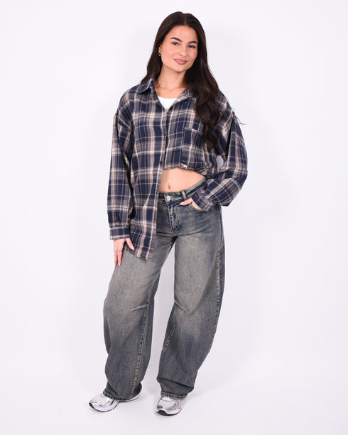 checkered flannel blue