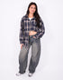 checkered flannel blue