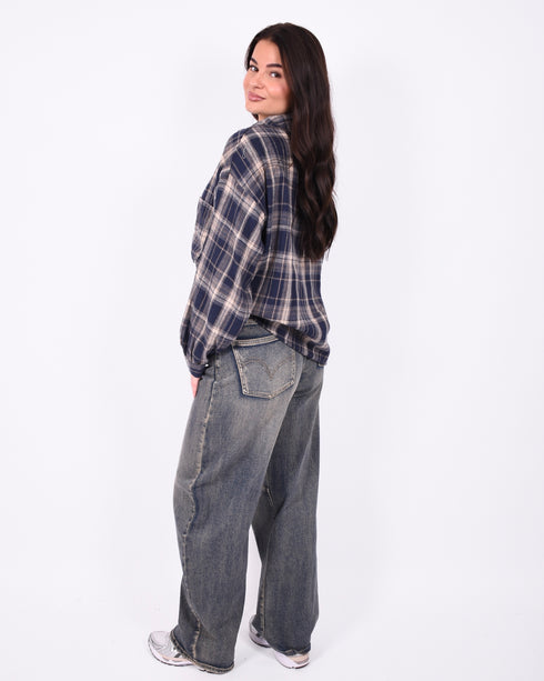 checkered flannel blue